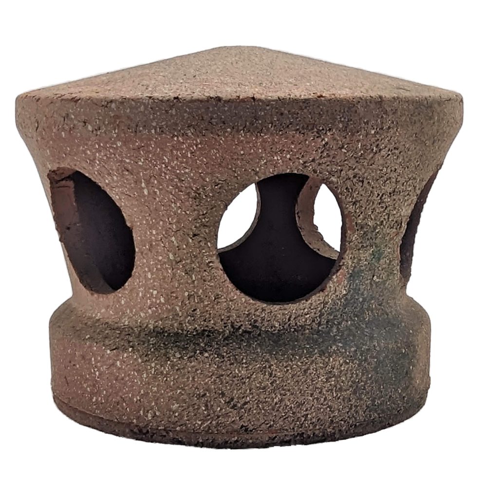 Lanterne de toiture en terre cuite rouge clair tacheté noir et blanc, Chapeau pour tuile à douille, Passage tuyau d 100 mm