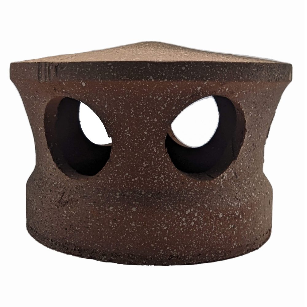 Lanterne de toiture en terre cuite rose clair tacheté noir et blanc, Chapeau pour tuile à douille, Passage tuyau d 150 mm