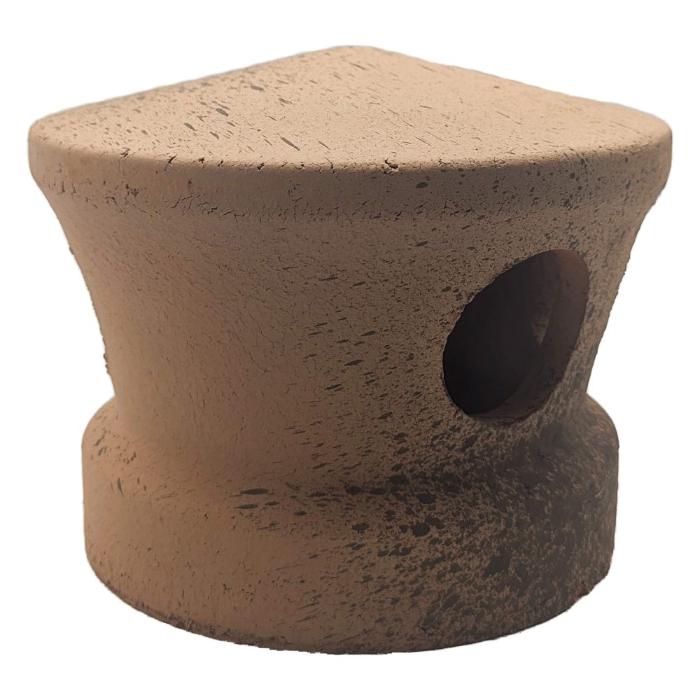 Lanterne de toiture en terre cuite rouge clair tacheté noir, Chapeau pour tuile à douille, Passage tuyau d 100 mm