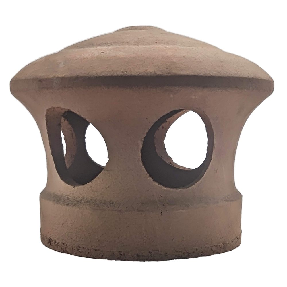 Lanterne L de toiture en terre cuite rouge clair nuancée rose, Chapeau pour tuile à douille, Passage tuyau d 125 mm