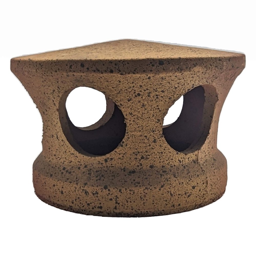 Lanterne de toiture en terre cuite rouge nuancé jaune tacheté noir, Chapeau pour tuile à douille, Passage tuyau d 125 mm