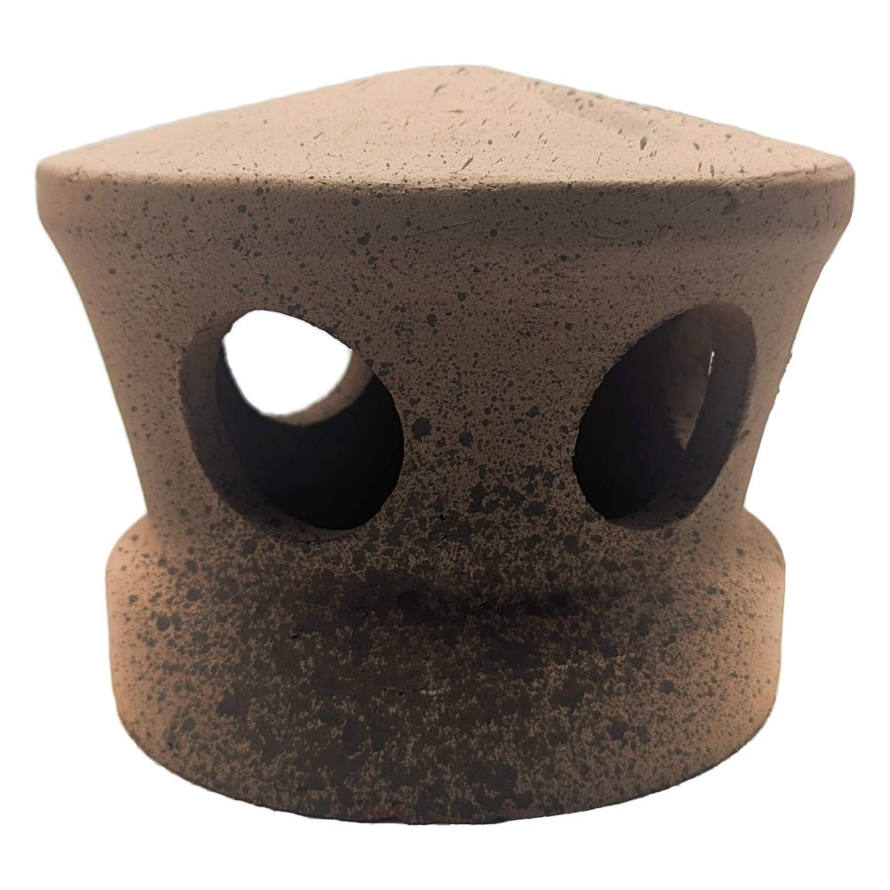Lanterne de toiture en terre cuite rouge clair tacheté noir, Chapeau pour tuile à douille, Passage tuyau d 100 mm – Image 2