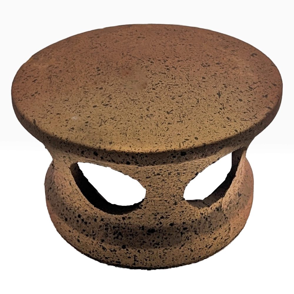 Lanterne de toiture en terre cuite rouge nuancé jaune tacheté noir, Chapeau pour tuile à douille, Passage tuyau d 125 mm – Image 2