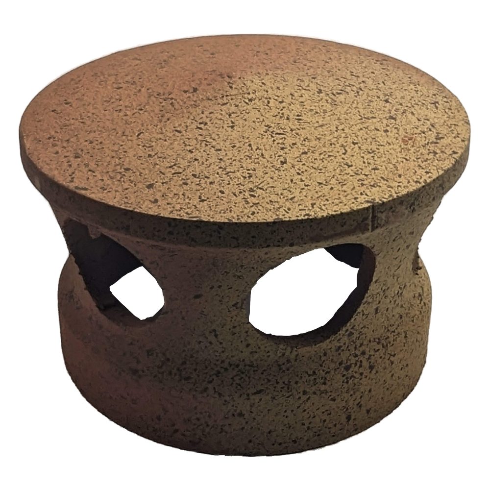 Lanterne de toiture en terre cuite rouge nuancé jaune tacheté noir, Chapeau pour tuile à douille, Passage tuyau d 150 mm – Image 2