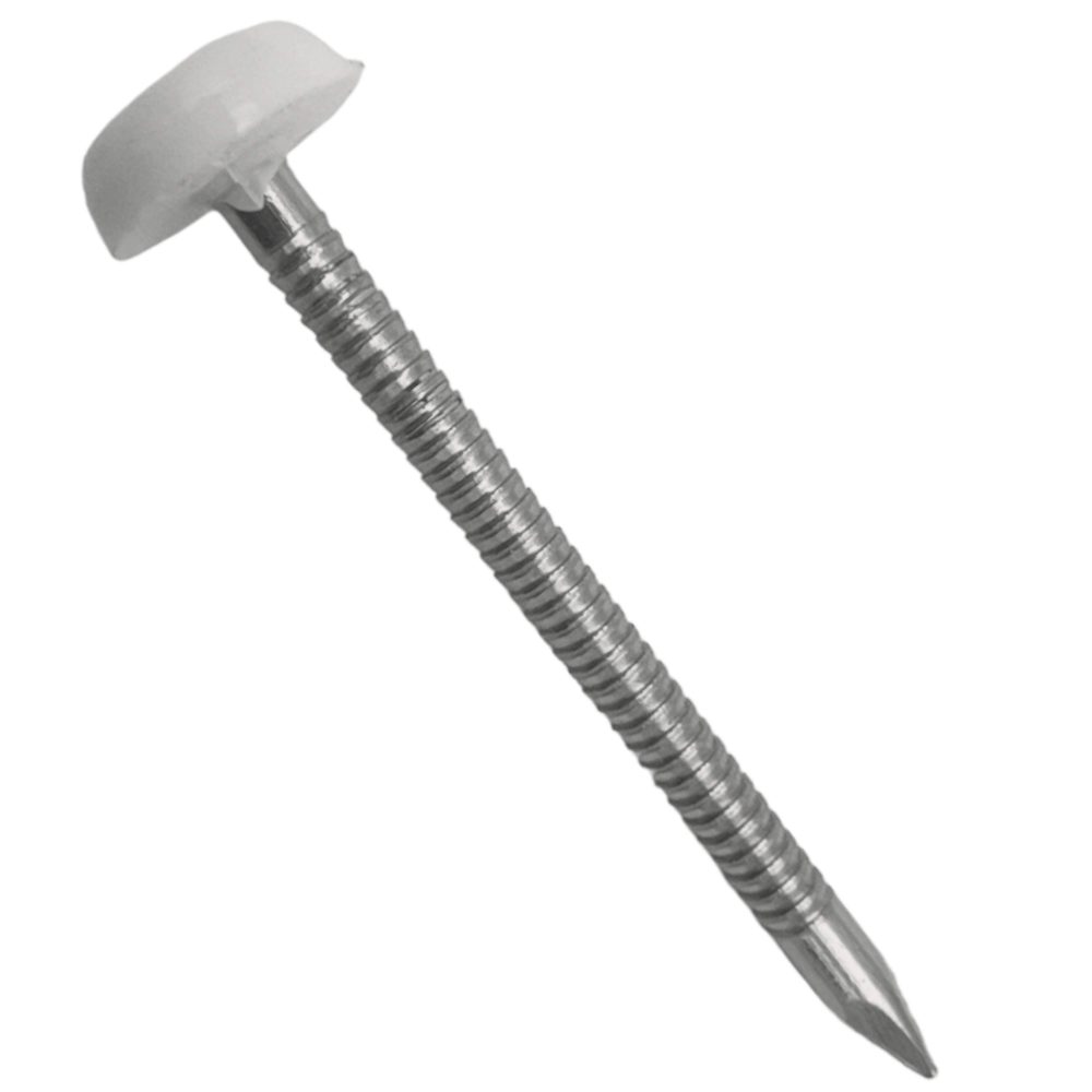 Boîte de 100 Pointes Inox à Tête Plastifiée Blanche RAL 9010 – 2,5 x 40 mm – Fixation Discrète et Anti-Corrosion