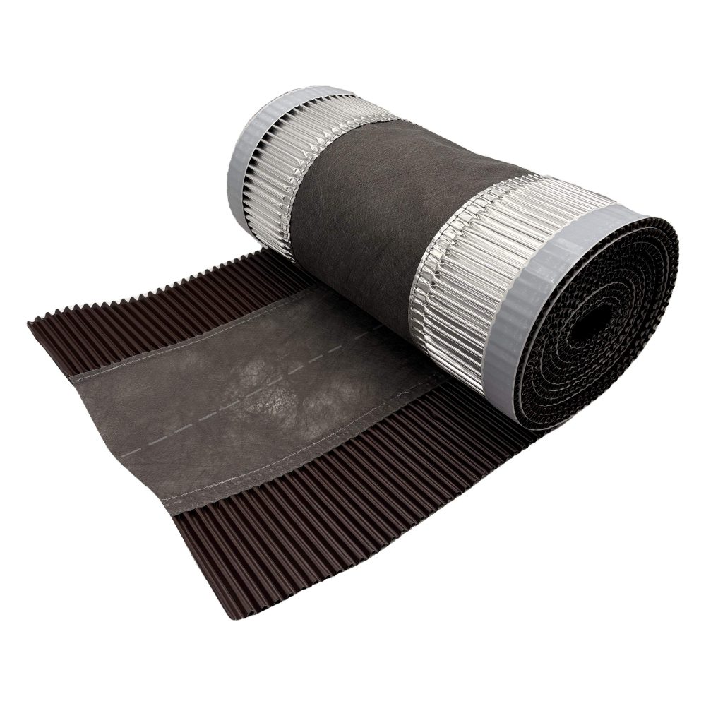 Closoir de Faîtage Souple Ventilé Aluminium et Fibre – Brun RAL 8017 – 380 mm x 5 m