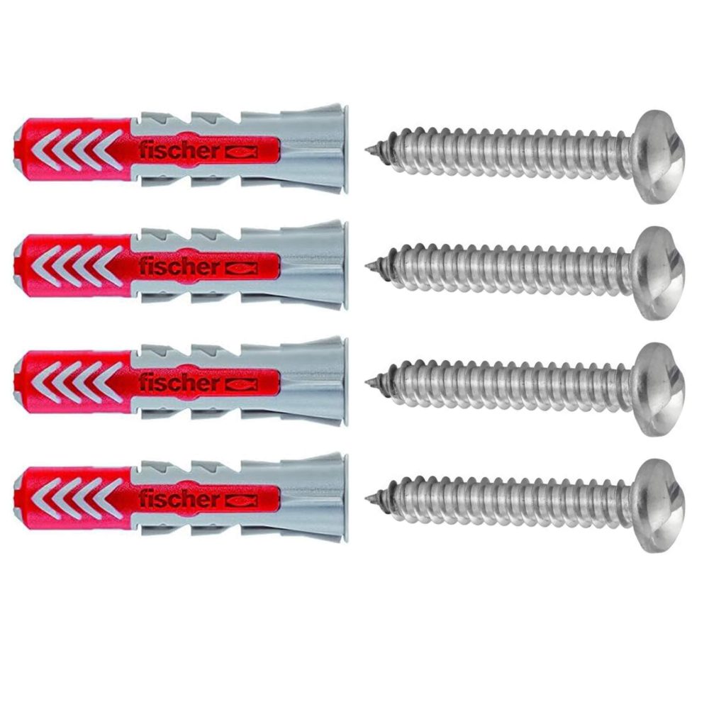 Kit de 4 Vis de Sécurité Inox D6,3 x 50 mm + 4 Chevilles Universelles D10x50 mm – Fixation inviolable – Tous matériaux
