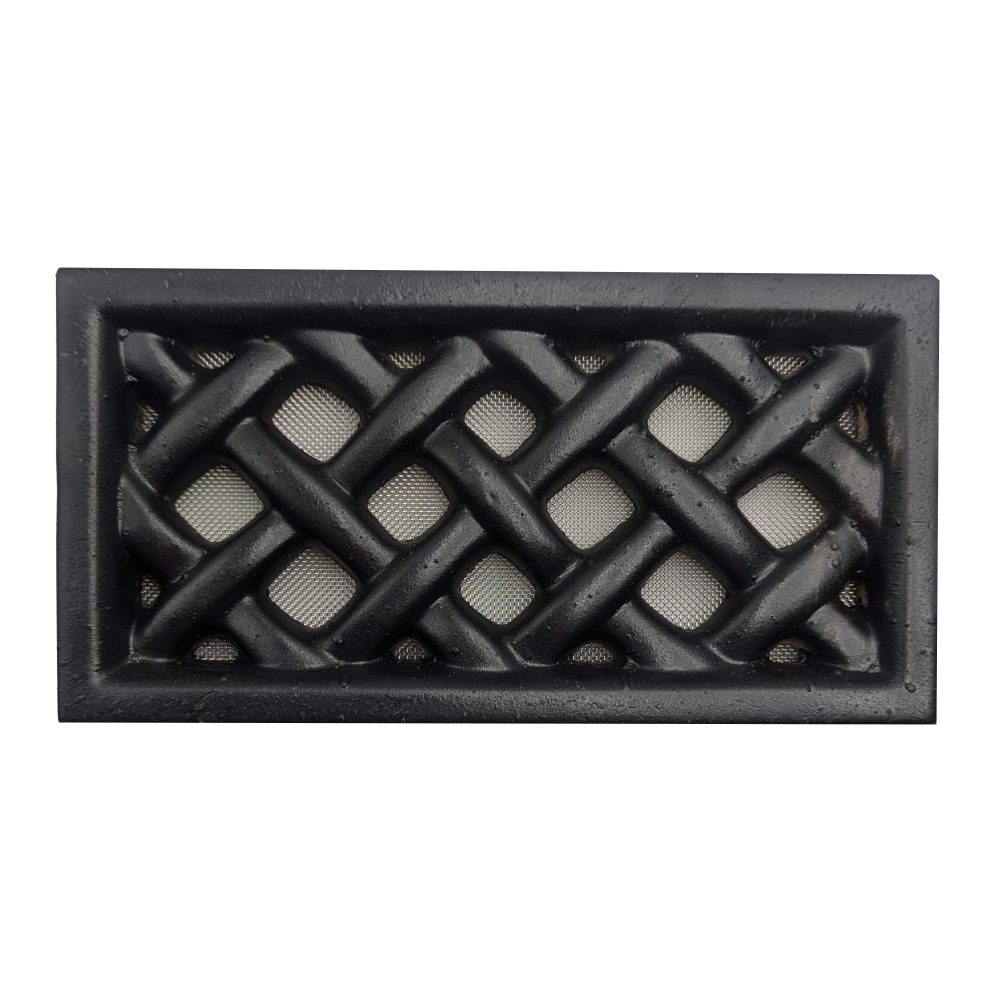 Grille d’Aération Rectangulaire en Terre Cuite Noire – 23,5 x 12 cm – Moustiquaire Inox – Qualité Ingélif – Fabrication Française