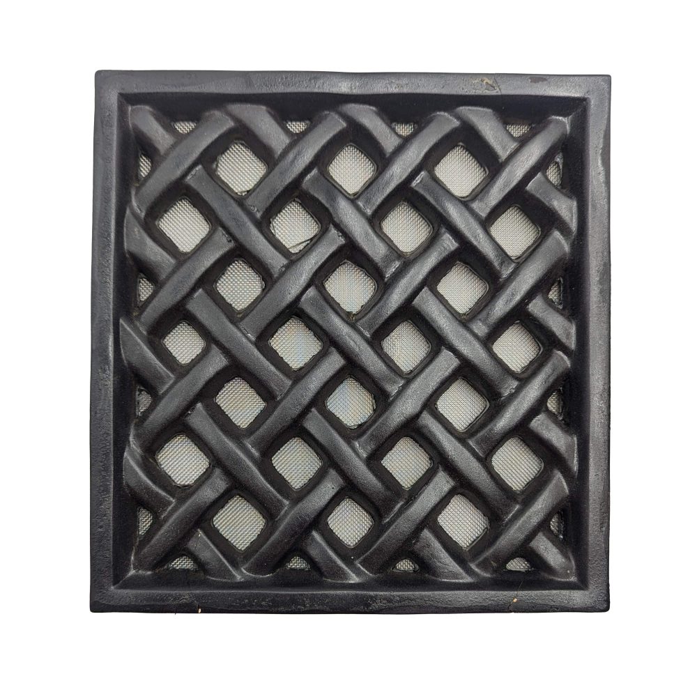 Grille d’Aération XXL en Terre Cuite Noire – 24 x 25 cm – Moustiquaire Inox – Haute Ventilation & Anti-Nuisibles